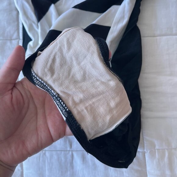 Rare Vintage Black + White Diagonally Striped Strapless One Piece S - Picture 3 of 13